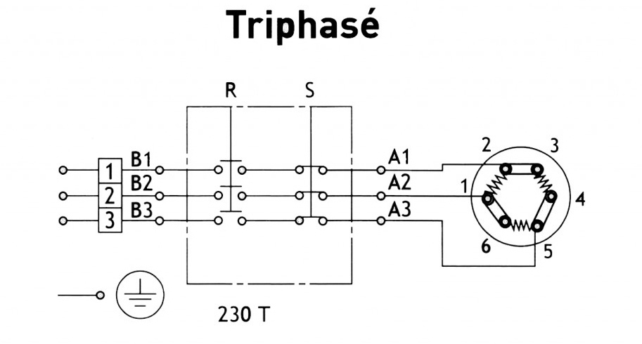 branchement triphasé 220V Thermostat tri