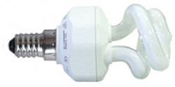 AMPOULE FLUOCOMPACTE E14 - 9 W  MINI SPIRALE                      d.38 x 100