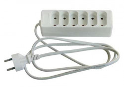BLOC 6 PRISES 6 A + CABLE 1,20 M