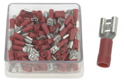 BOITE 100 COSSES ISOLEE FEMELLE ROUGE 6.3m/m