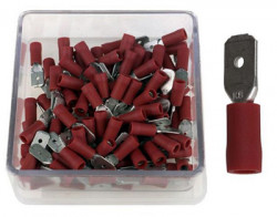 BOITE 100 COSSES ISOLEE MALE ROUGE 6.3m/m