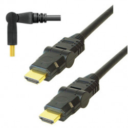 CORDON HDMI MALE / MALE 2 Metres GOLD ORIENTABLE